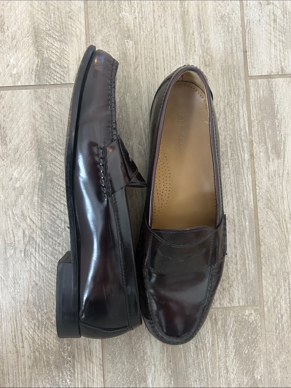 Cole Haan Men's Dark Burgundy Leather Penny Loafers